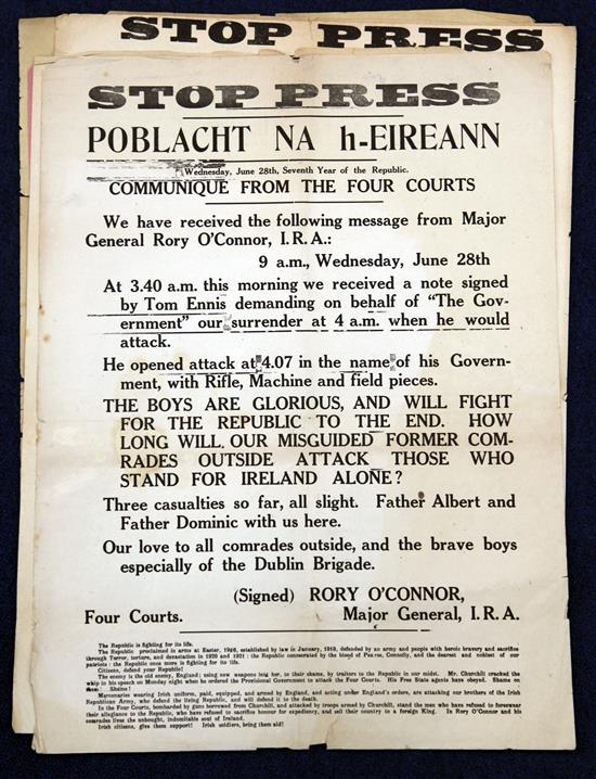 Six copies of Stop Press, Poblacht Na h-Eireann, 19.5in x 15in.